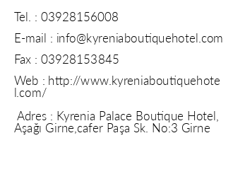 Kyrenia Palace Boutique Hotel iletiim bilgileri